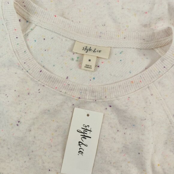 NWT $49 Style&Co Sprinkle Cozy Sweatshirt Women Pullover Casual Fall Cream - Picture 9 of 10